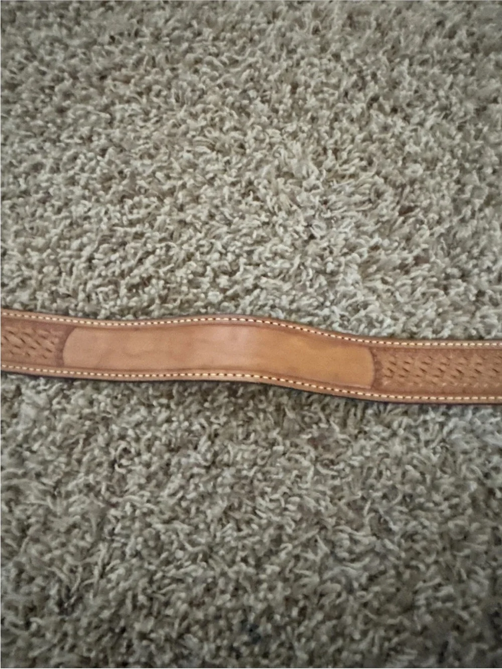 Woven Leather Tan Women's Belt with Stitch Detail